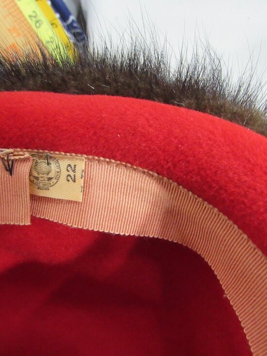 VINTAGE RARE WINKELMAN\'S MILLINERY RED MCM WOOL + MINK DERBY HAT WOMEN\'S main image 5